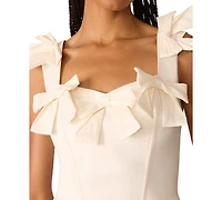 Betsey Johnson Juniors' Oversized-Bow Square-Neck Ruffled-Sleeves Mini Dress