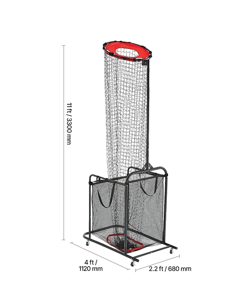 Sevorley Volleyball Setter Training Net with Wheeled Cart, Adjustable Height