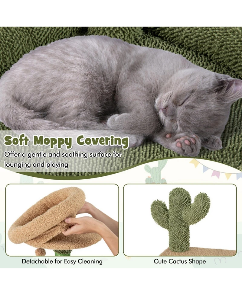 Hongge 59 Inch Multi-Level Cactus Cat Tree with Condo Space Capsule and Sisal Scratching Posts