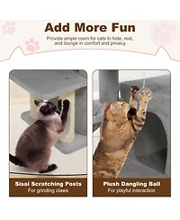 Hongge 33 Inch Kitten Tower with 2-Tier Condo Padded Perch and Sisal Scratching Posts