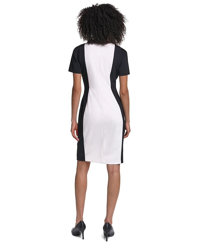 Karl Lagerfeld Paris Women's Colorblock Short-Sleeve Sheath Dress