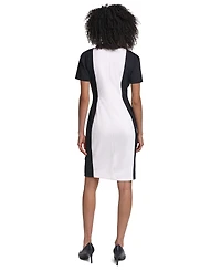 Karl Lagerfeld Paris Women's Colorblock Short-Sleeve Sheath Dress