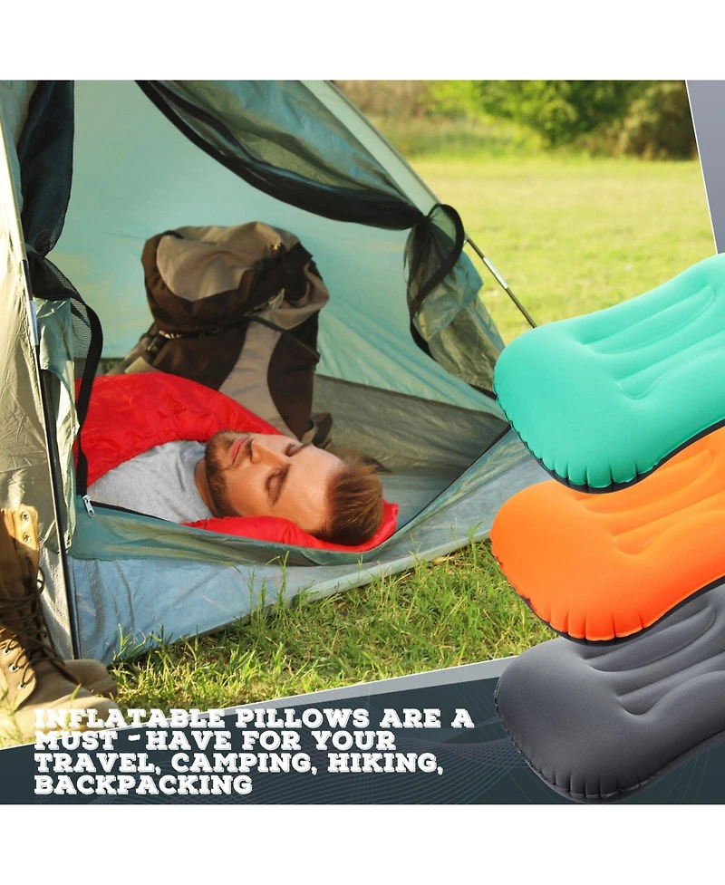 Piscifun 3 Pack Inflatable Camping Travel Neck Support Pillow Ultralight Portable