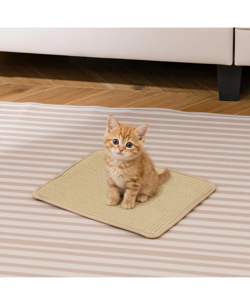 Hongge 12-Piece Cat Scratcher Mat Set 16 x 12 Inch Sisal Scratching Pads with Anti-Slip Backing