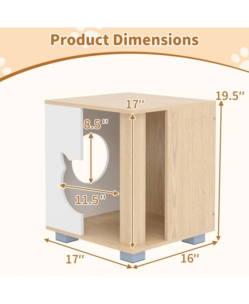 Hongge Semi-Enclosed Wooden Cat Condo with Head-Shaped Entry and Metal Legs