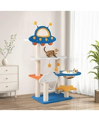 Hongge 49 Inch Cat Tree with Ufo Top Perch Space Capsule and Sisal Scratching Posts