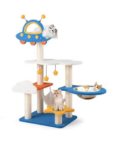 Hongge 49 Inch Cat Tree with Ufo Top Perch Space Capsule and Sisal Scratching Posts
