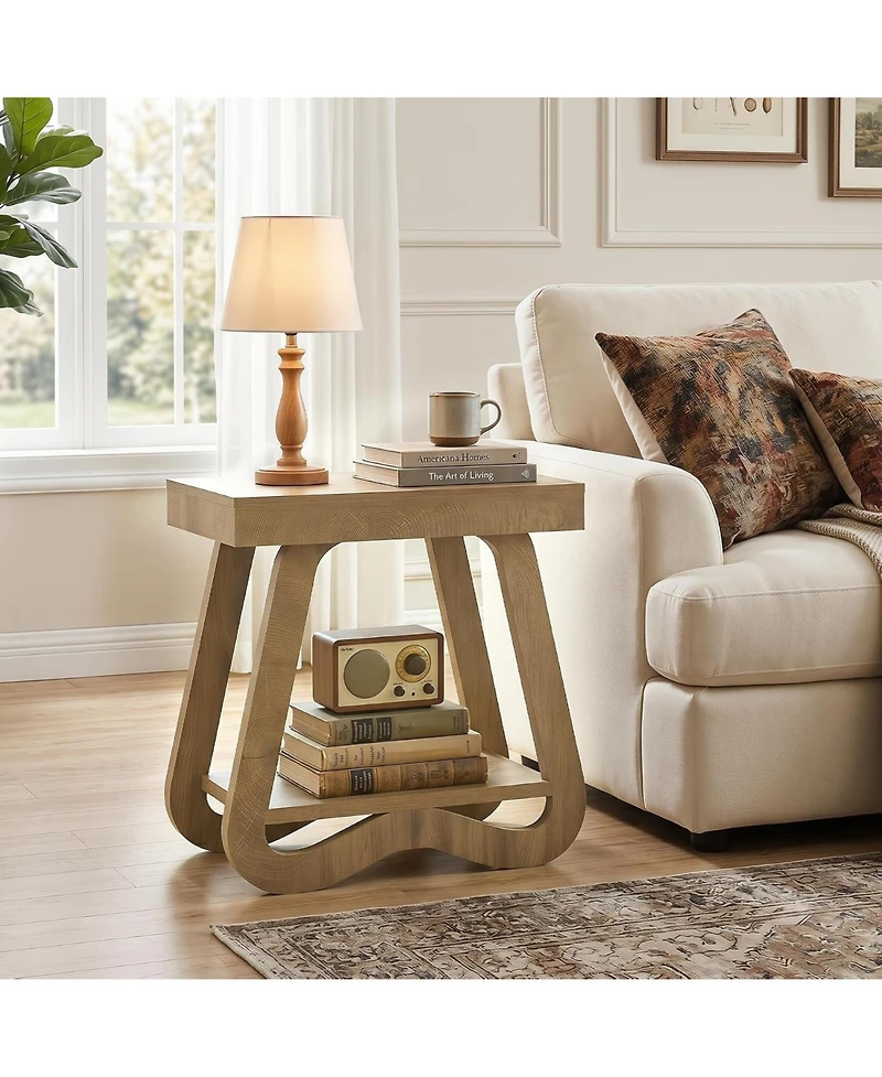 Tribesigns 2-Tier Side Table, Narrow End Table for Small Space | Modern Wooden Sofa Table, Couch Side Table