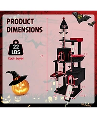 Hongge 75 Inch Gothic Cat Tree 6-Tier Cat Tower with 2 Condos and Top Perch for Large Cats