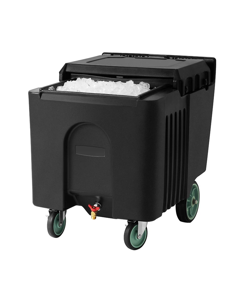Sevorley Commercial Ice Caddy, 125 lbs Insulated Rolling Ice Bin with Wheels and Sliding Lid