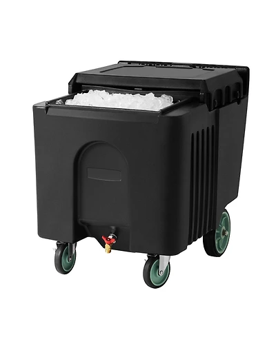 Sevorley Commercial Ice Caddy, 125 lbs Insulated Rolling Ice Bin with Wheels and Sliding Lid