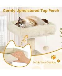 Hongge 58 Inch Multi-Level Cat Tree with Padded Top Perch Condo Hammock and Sisal Posts