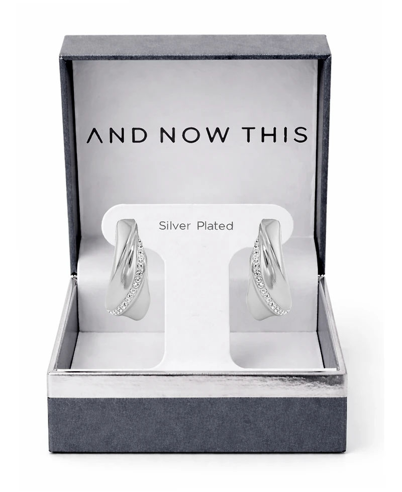 And Now This Crystal Twist 18k Silver Plated Brass Hoop Earrings, Macy's Exclusive