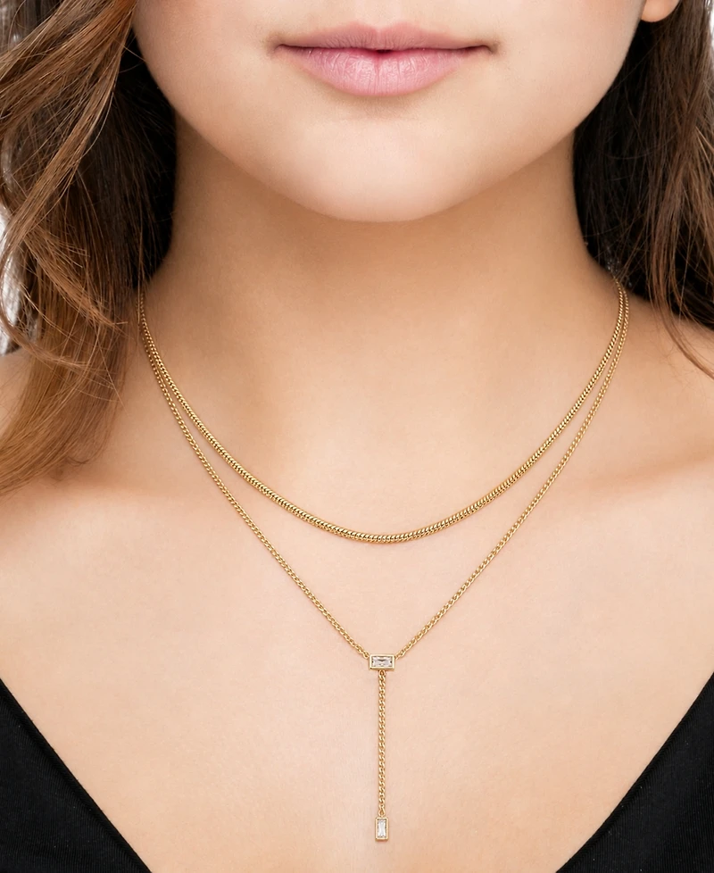 And Now This Cubic Zirconia Double Layer Y Necklace