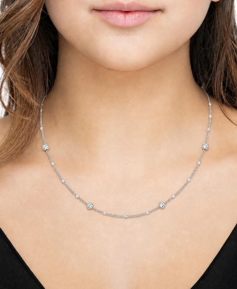 And Now This Cubic Zirconia Circular Shaped Station Necklace