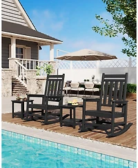 homfan Hdpe Outdoor Side Table – 2-Tier Weather and Uv Resistant Patio End Table with Wood Grain, Easy Assembly for Backyard or Poolside