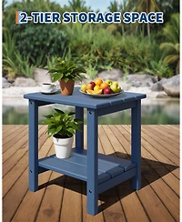 homfan Adirondack Square Outdoor Side Table – 2-Tier Storage Patio Side Table, Hdpe End Table for Patio, Pool, Deck, Indoor or Backyard