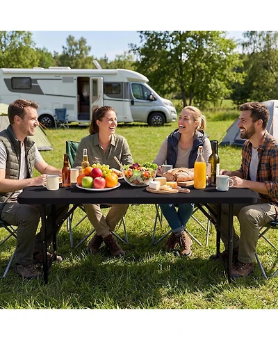 homfan 4ft Folding Table – Hdpe Portable Table with Carrying Handle, 3 Adjustable Heights, 400 Lb Capacity for Camping or Party