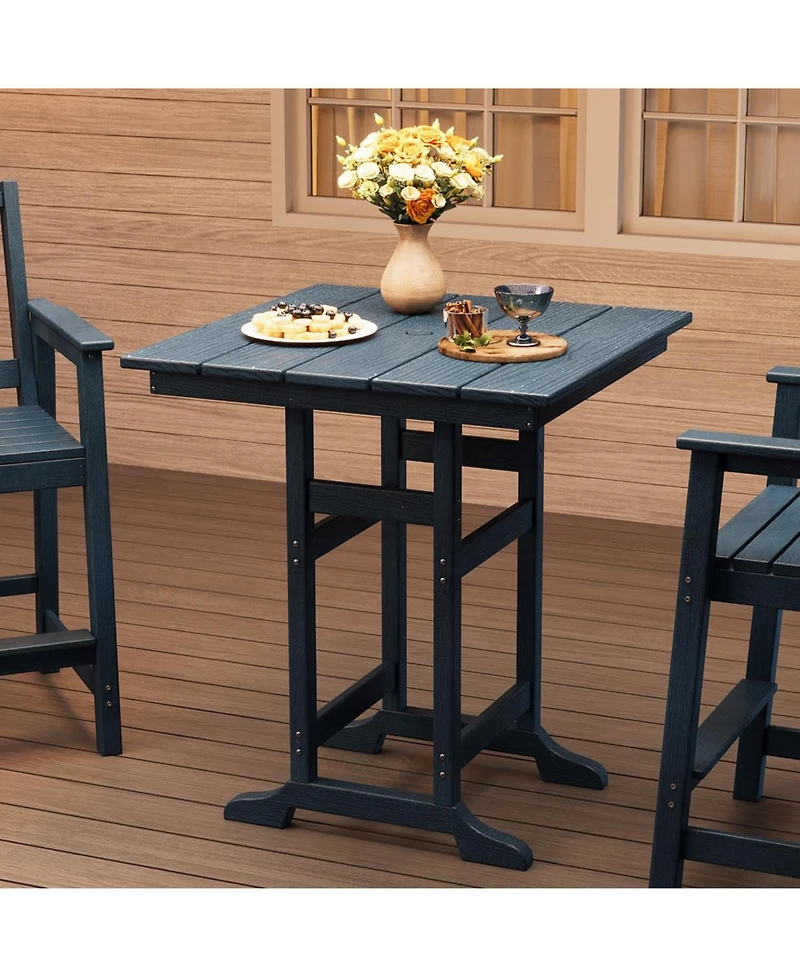 homfan Square Hdpe Outdoor Dining Table – 39.6" Tall Weatherproof Pub Table with 300 lb Capacity and Umbrella Hole