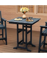 homfan Square Hdpe Outdoor Dining Table – 39.6" Tall Weatherproof Pub Table with 300 lb Capacity and Umbrella Hole