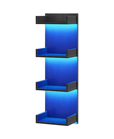 Slickblue Floating Wall Shelves with Led Lights 4-Tier Display Storage for Bedroom Living Room