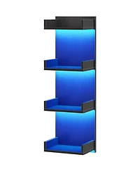 Slickblue Floating Wall Shelves with Led Lights 4-Tier Display Storage for Bedroom Living Room