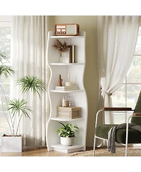 Slickblue 5-Tier Corner Bookshelf with Led Light Modern Display Storage Shelf for Home Office