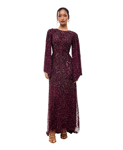 Maryisa Women's Modest Embellished Sequins Gown