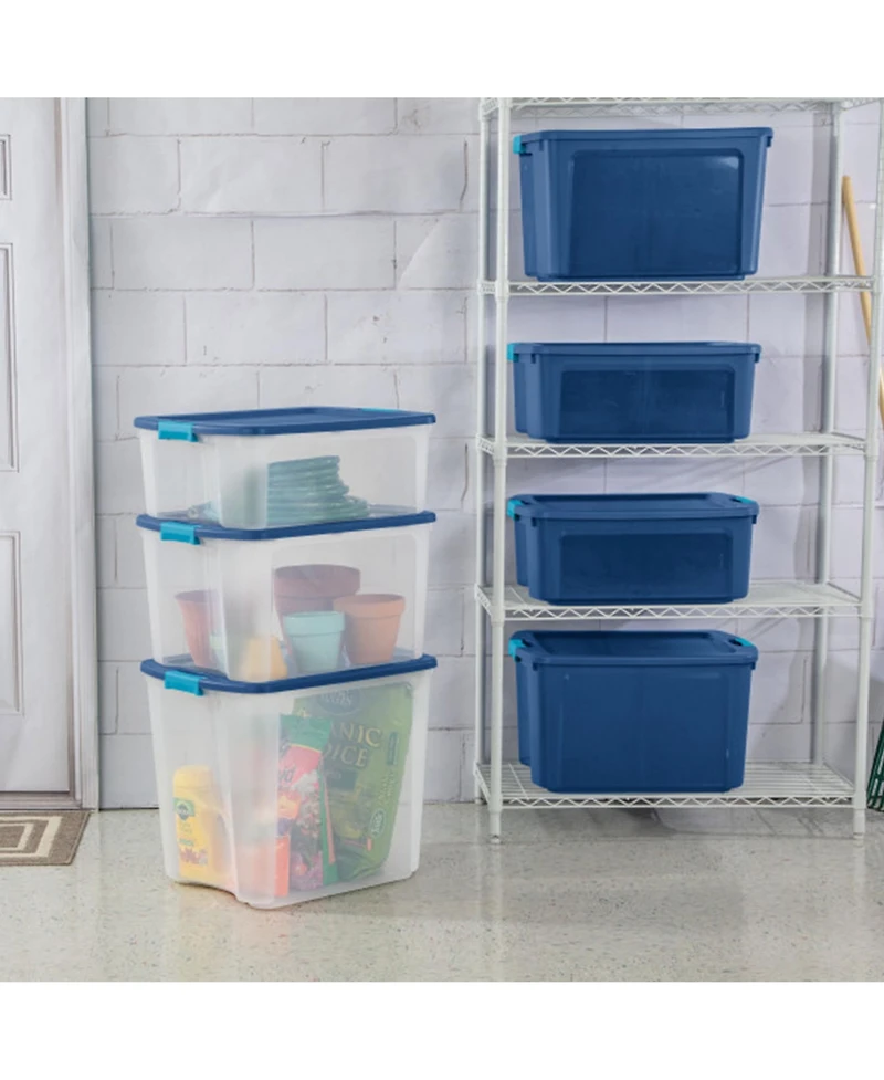 Sterilite 12 Gal Latch and Carry Stackable Storage Bin with Latching Lid, 6 Pack