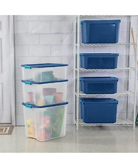 Sterilite 12 Gal Latch and Carry Stackable Storage Bin with Latching Lid, 6 Pack