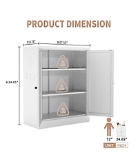 Boyel Living Storage Cabinet Steel Adjustable Shelves Anti Tip Ventilated Hooks