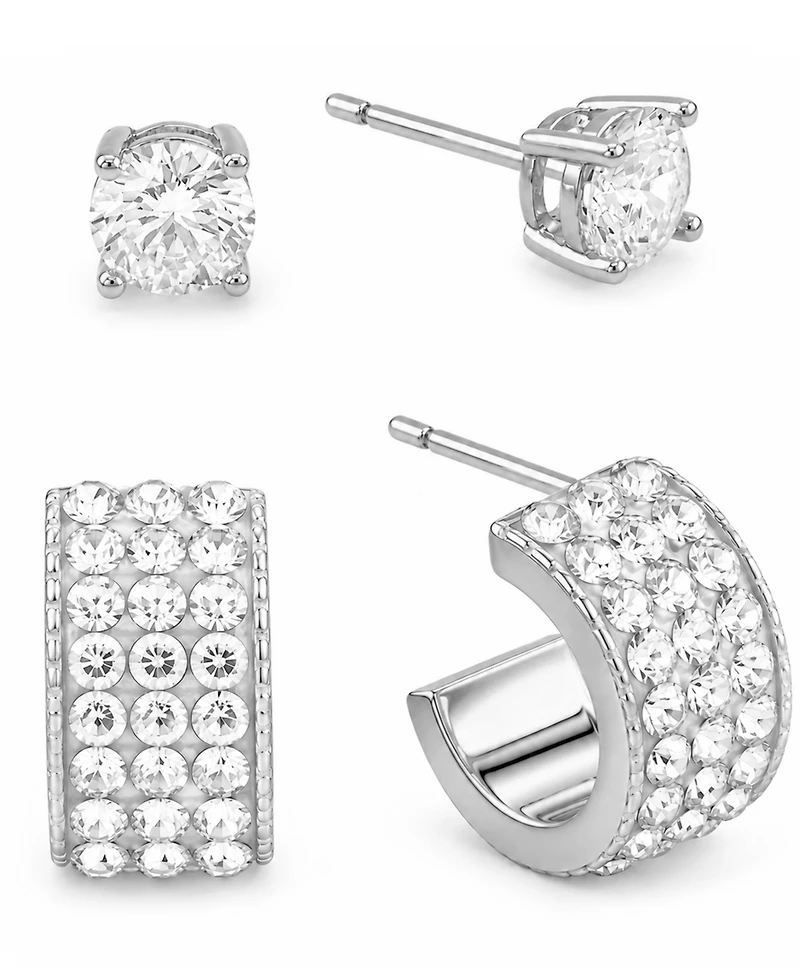 And Now This 2-Pc. Cubic Zirconia 18k Silver Plated Hoop and Stud Earrings Set, Macy's Exclusive
