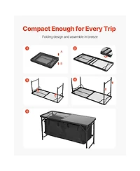 Sevorley Lightweight Folding Camping Kitchen Table with 3 Adjustable Heights