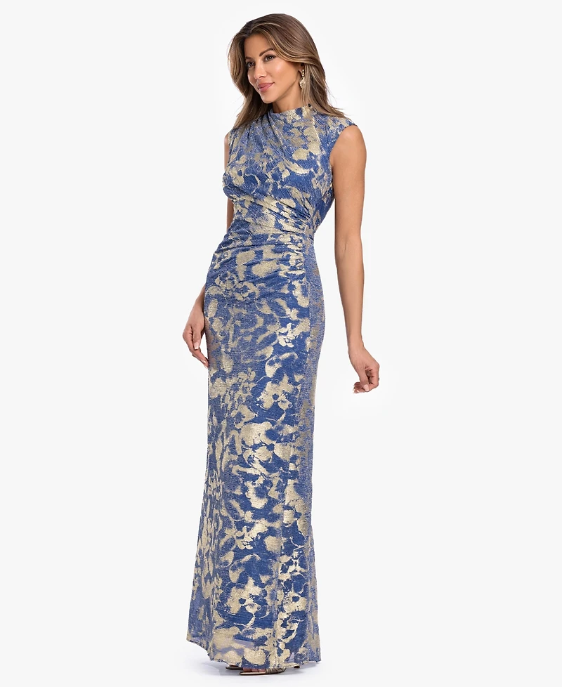Betsy & Adam Women's Mock Neck Gown Dress