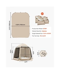 Sevorley Sun Shade Sail Canopy Covers, Pack of 3 for 10 x 9.2 ft Screen House