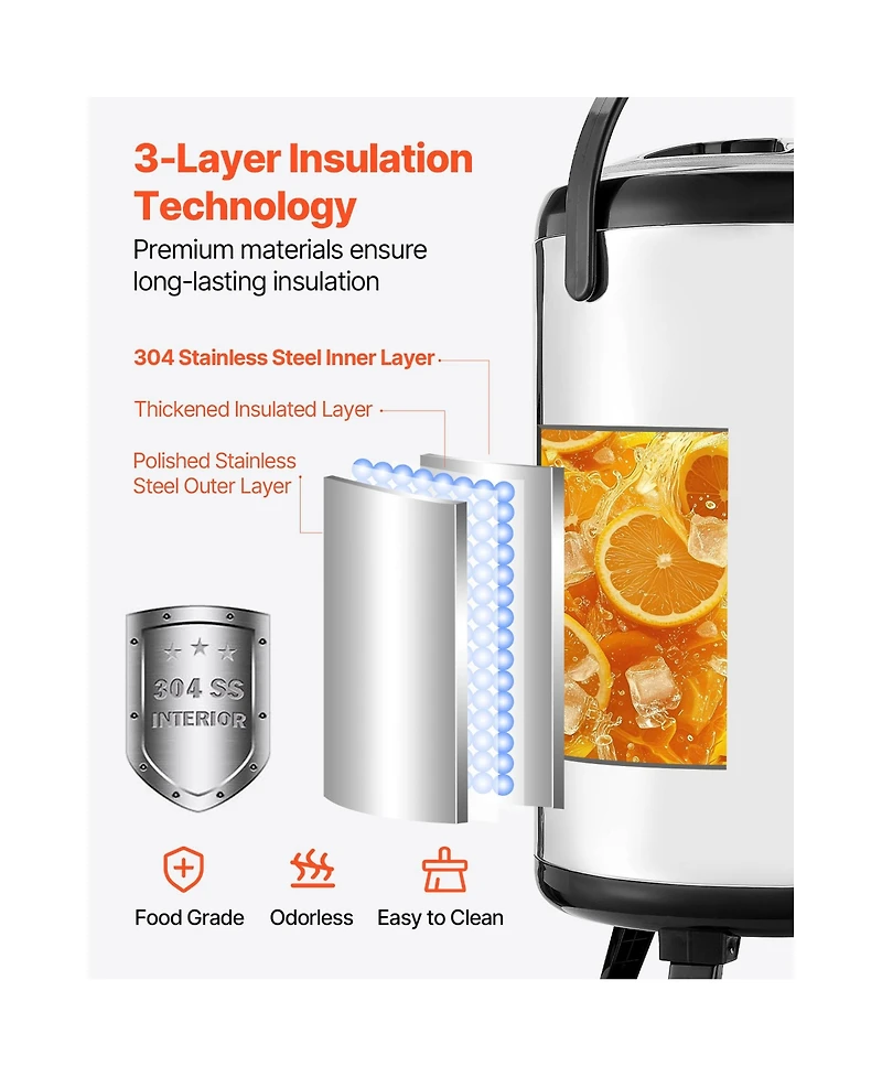 Sevorley Insulated Beverage Dispenser, 3.2 Gal Stainless Steel Drink Server with Spigot and Temp Display, 2 Pack