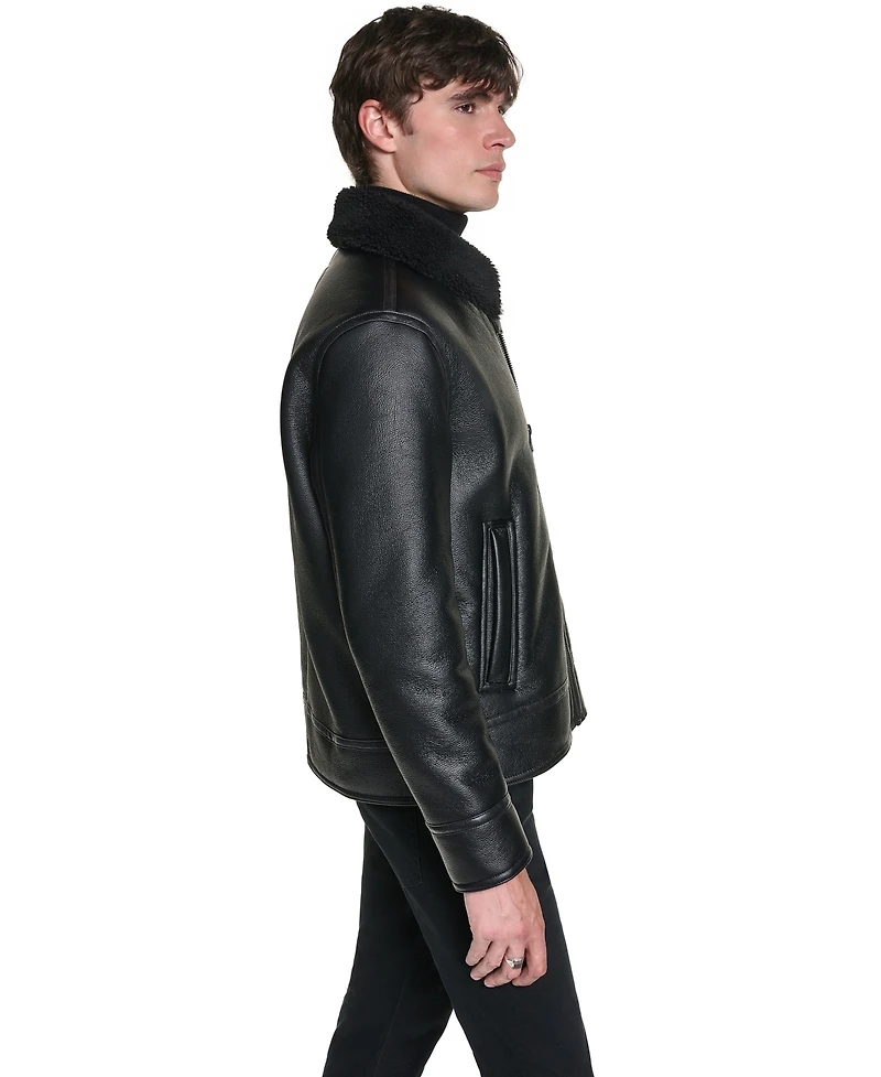 Karl Lagerfeld Paris Men's Faux Shearling Aviator Jacket
