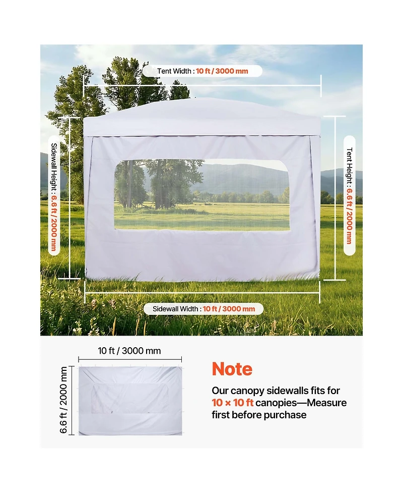 Sevorley Canopy Sidewall for 10x10 ft Pop-Up Tent, Waterproof Tent Side Wall with Mesh