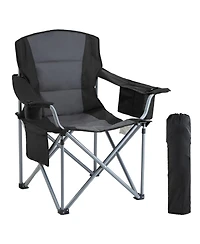 Sevorley Oversized Padded Camping Folding Chair with Cooler Bag and Cup Holder