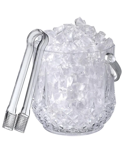 Piscifun Portable Clear Plastic Ice Bucket With Handle and Clip 60oz Capacity For Home Bar Parties