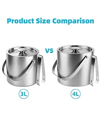 Piscifun Double Wall Insulated Stainless Steel Ice Bucket with Lid and Tongs for Parties Home Bar