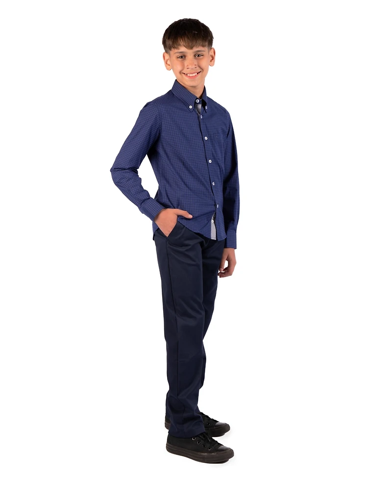 TailorByrd Big Boys Women's Tonal Gingham Long Sleeve Shirt
