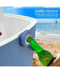 Piscifun Portable 3-in-1 Rattan Style Outdoor Cooler Table with Drainplug Lift Top Lid