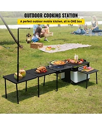 Sevorley All-in-One Mobile Outdoor Kitchen with Wheels, Windproof Stove and Folding Tables
