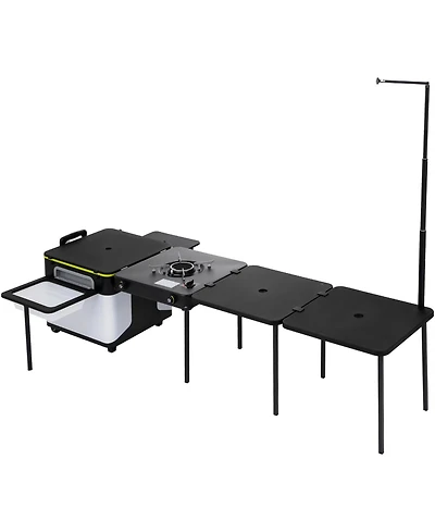 Sevorley All-in-One Mobile Outdoor Kitchen with Wheels, Windproof Stove and Folding Tables