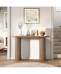 homfan Fluted Console Table – 42.5" Narrow Entryway Sofa with Storage Shelf, Elegant Wood-Look Finish, for Living Room, Hallway, Foyer