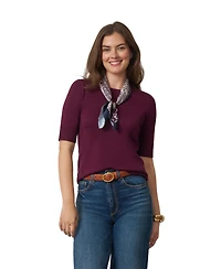 Cable & Gauge Women's Elbow Sleeve Crewneck Sweater