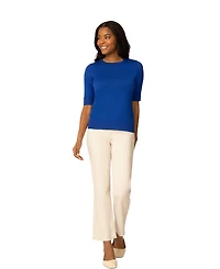 Cable & Gauge Women's Elbow Sleeve Crewneck Sweater