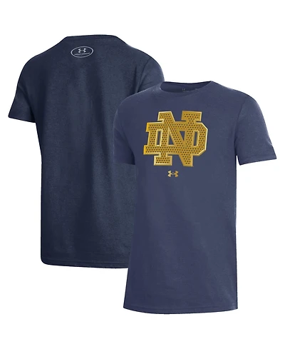 Under Armour Big Boys and Girls Navy Notre Dame Fighting Irish 2026 Shamrock Series Interlock Mesh Performance T-Shirt
