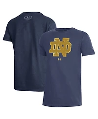 Under Armour Big Boys and Girls Navy Notre Dame Fighting Irish 2026 Shamrock Series Interlock Mesh Performance T-Shirt